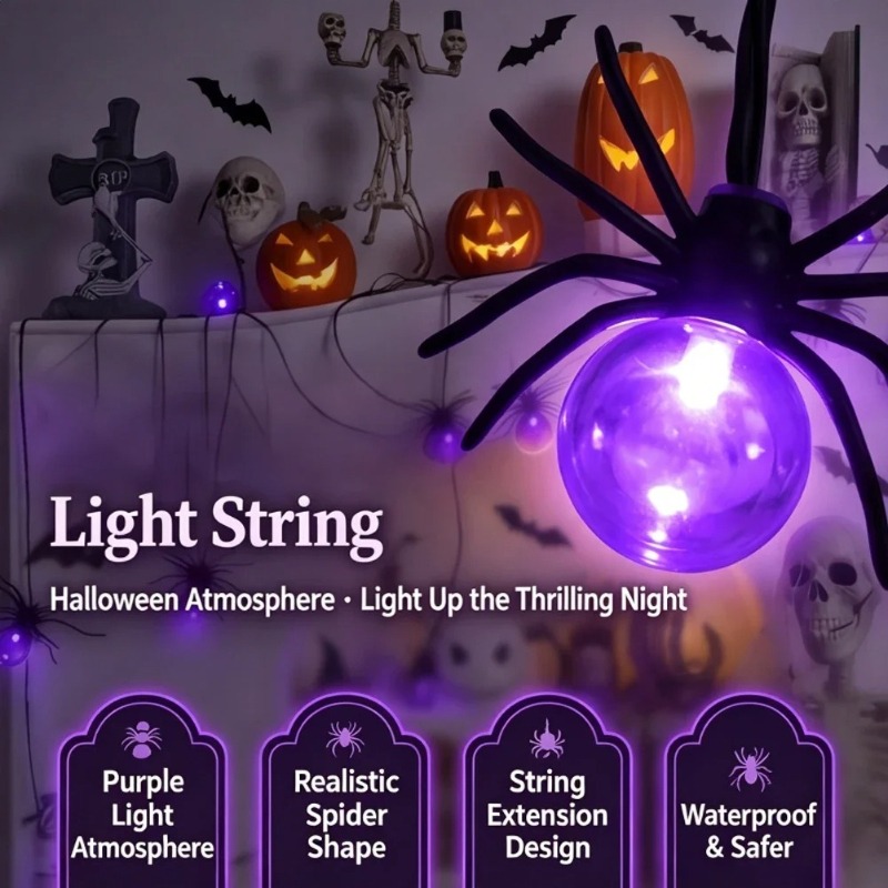 Garden Lighting Decor - Pille Çalışan Örümcek LED Işık Zinciri,