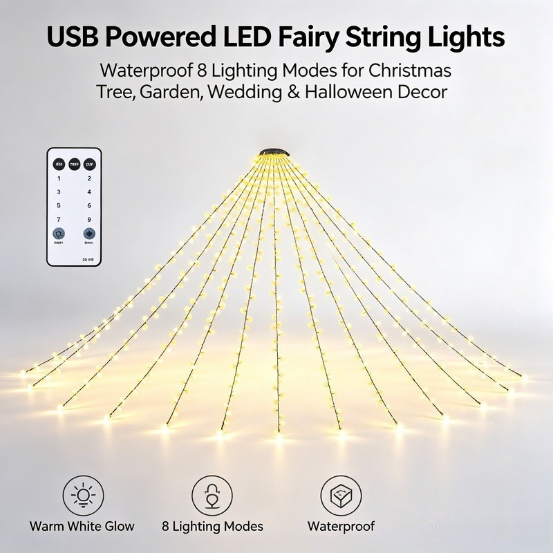 Garden Lighting Decor - USB LED Peri Işık Dizileri, Bahçe