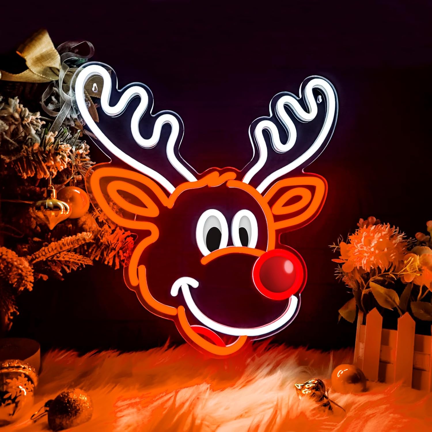 Lighting Home Decor Ideas - Sevimli Noel Ren Geyiği Neon Tabelası,