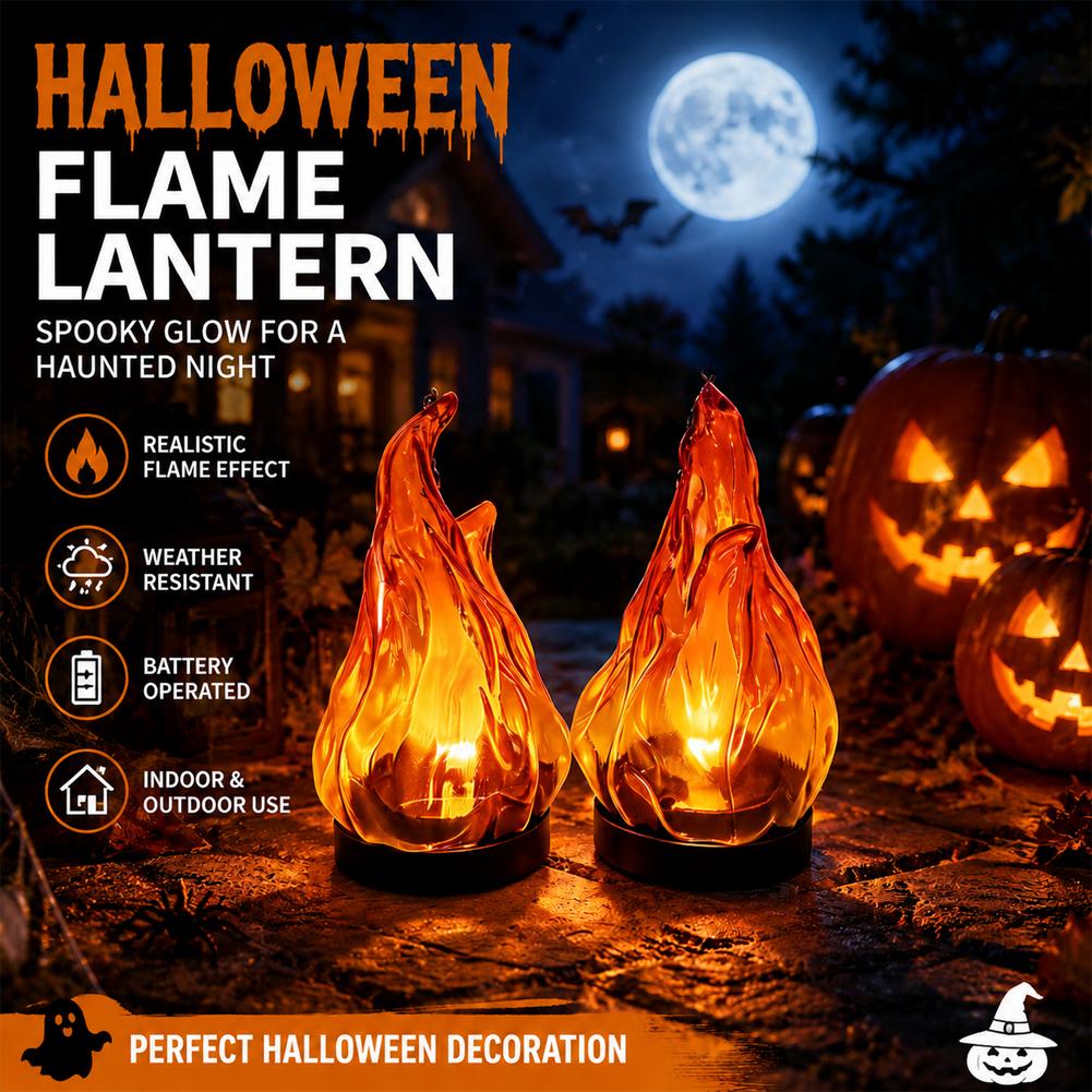 Garden Lighting Decor - Güneş Enerjili Alev Efektli Asılı Fener