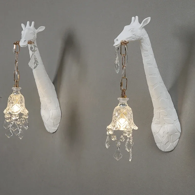 Foyer Lighting Wall Decor - İskandinav Yeni Reçine Zürafa LED Duvar