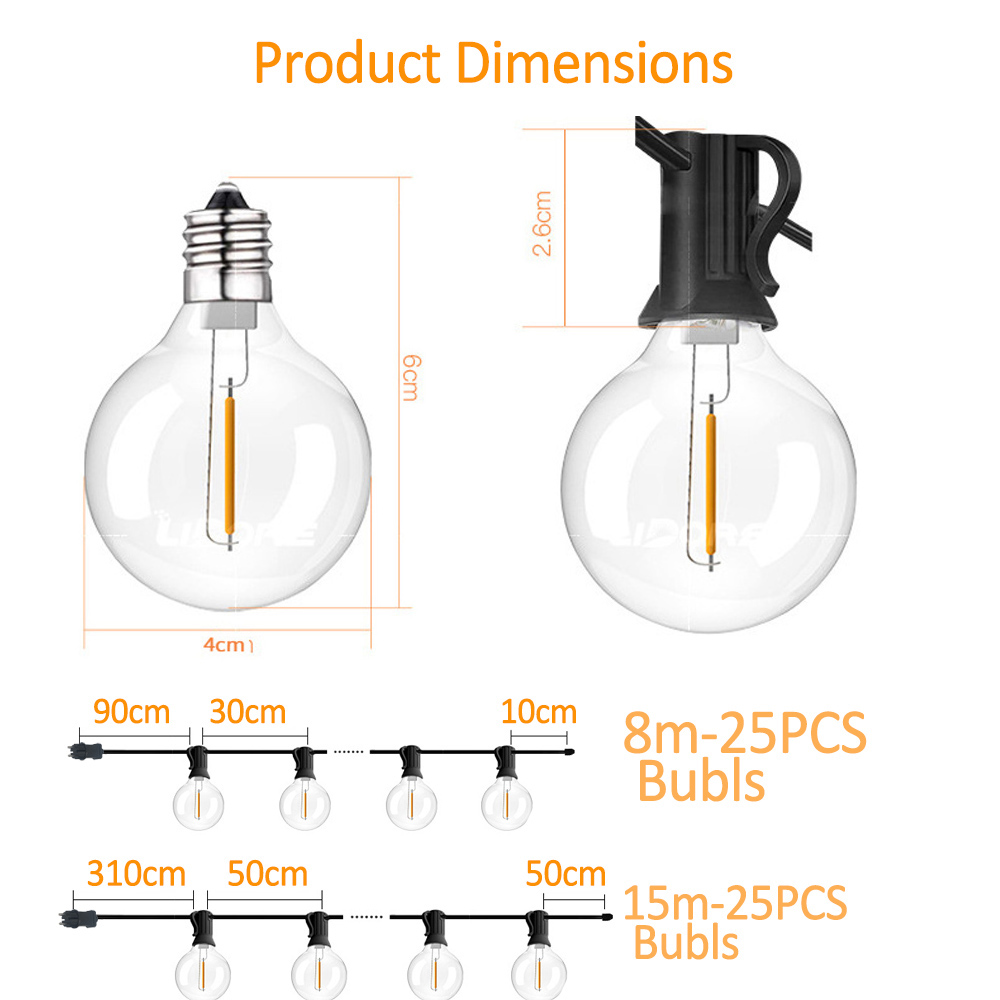 8M/15M G40 Küre Şeklinde Işık  - String Light Outdoor incelemesi ve fiyatı