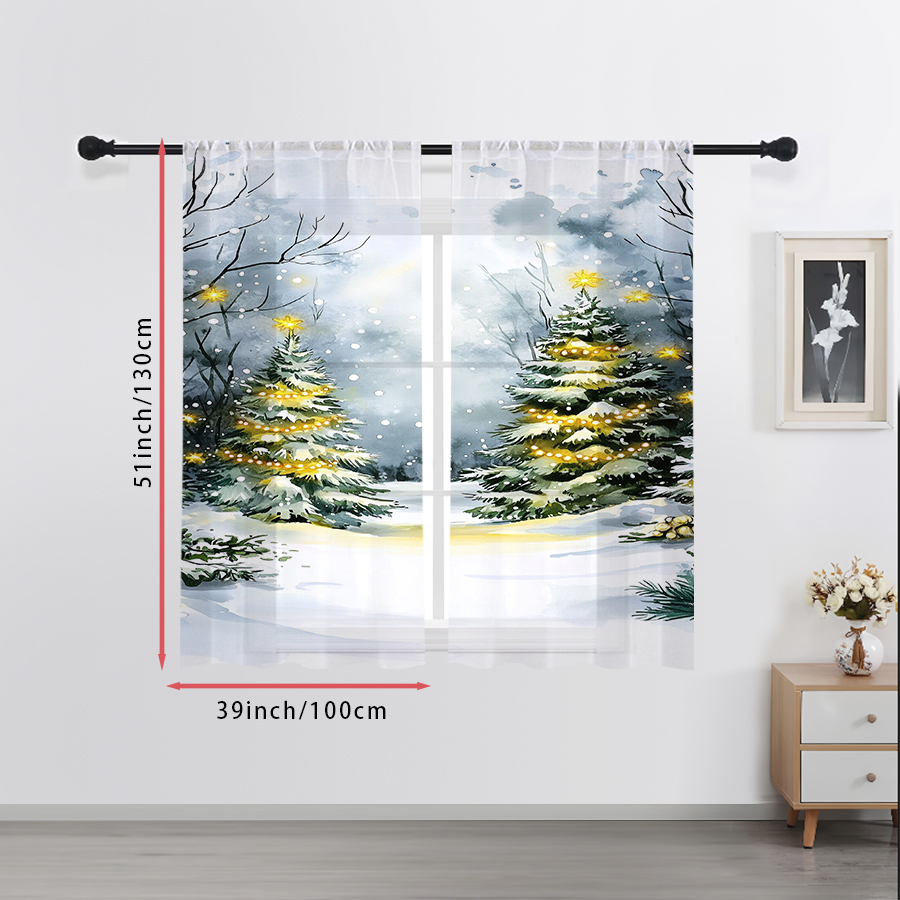 2 Adet Şeffaf Perde, Suluboya  - Lighting Tree Decor incelemesi ve fiyatı