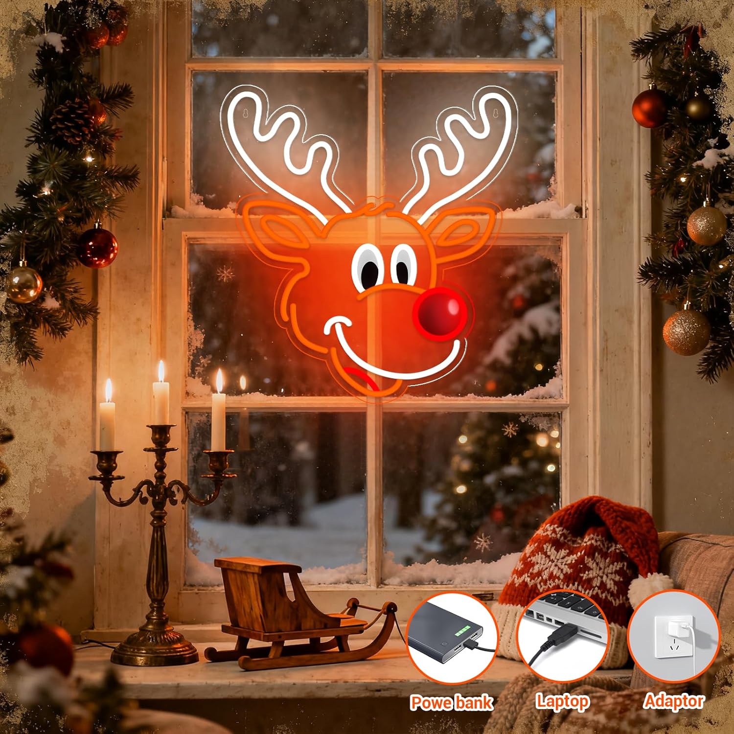 Sevimli Noel Ren Geyiği Neon T - Lighting Home Decor Ideas incelemesi ve fiyatı